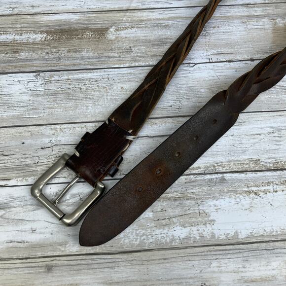 Timberland Western Belt Braided Leather Womens Chunky Small Brown  Boho Outdoor - Picture 7 of 10